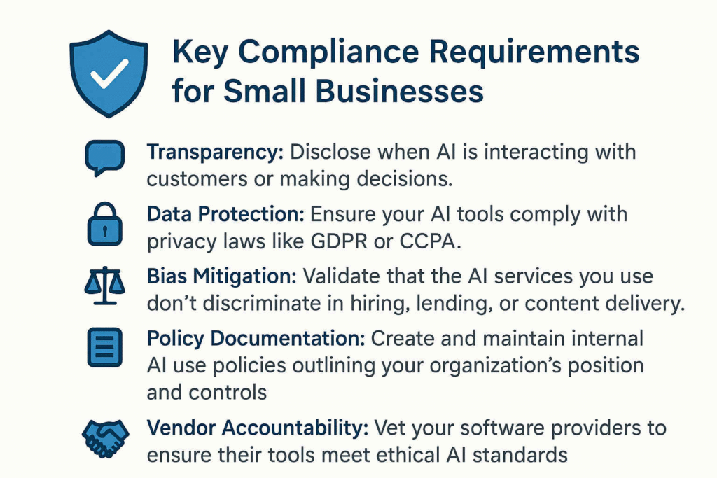 Chart to ensure small business compliance with the AI Executive Order.